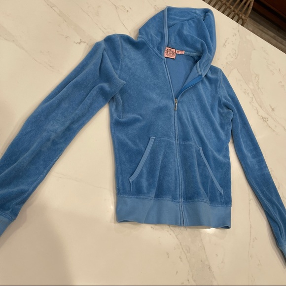 Juicy Couture blue terry cloth zip up hoodie with silver “J” - Picture 15 of 16